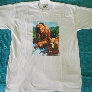 VINTAGE Alore White Graphic Shirt, Cotton XL